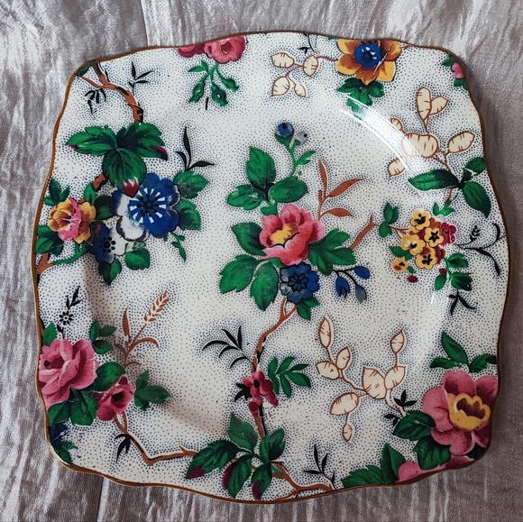 CROWN DUCAL Chintz ASCOT Pattern Tidbit Bowl Midwinter England Tidbit and Handle - Picture 5 of 11